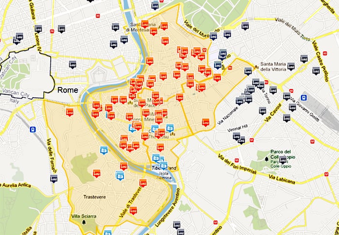 Mapa de hoteles en la zona turística