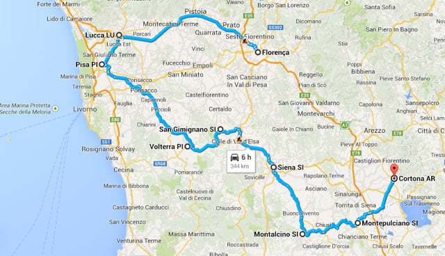 Itinerario en coche por la Toscana